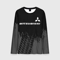 Лонгслив мужской Mitsubishi speed на темном фоне со следами шин: си, цвет: 3D-принт
