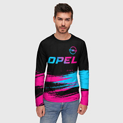 Лонгслив мужской Opel - neon gradient: символ сверху, цвет: 3D-принт — фото 2