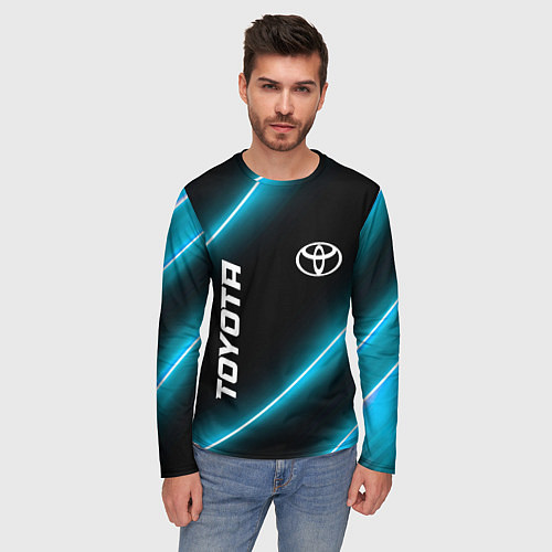 Мужской лонгслив Toyota неоновые лампы / 3D-принт – фото 3
