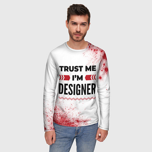 Мужской лонгслив Trust me Im designer white / 3D-принт – фото 3