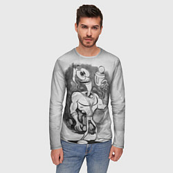 Лонгслив мужской Червяк джим - акварель, цвет: 3D-принт — фото 2