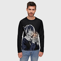 Лонгслив мужской Аки Хаякава на темном фоне, цвет: 3D-принт — фото 2