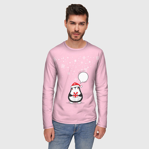 Мужской лонгслив New year pinguin / 3D-принт – фото 3
