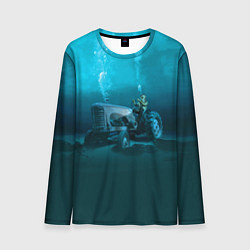 Лонгслив мужской Аквалангист-тракторист на дне океана, цвет: 3D-принт