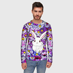 Лонгслив мужской Веселый кролик в цветах, цвет: 3D-принт — фото 2
