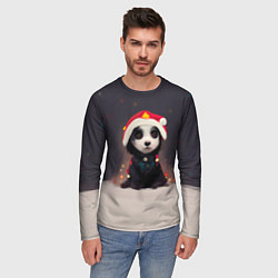 Лонгслив мужской Пёсель - панда в колпаке, цвет: 3D-принт — фото 2