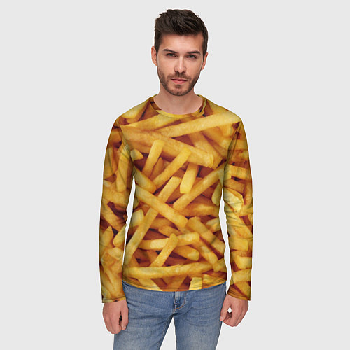 Мужской лонгслив Картошка фри / 3D-принт – фото 3