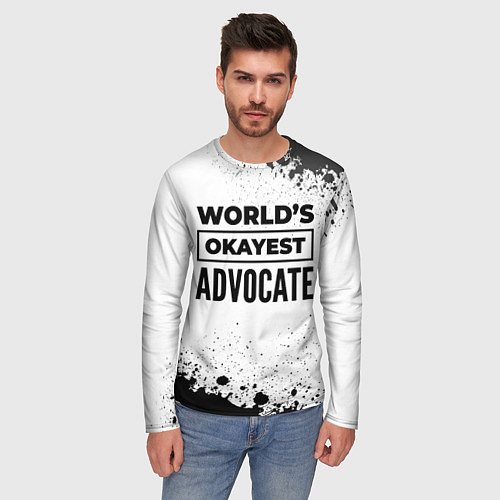 Мужской лонгслив Worlds okayest advocate - white / 3D-принт – фото 3