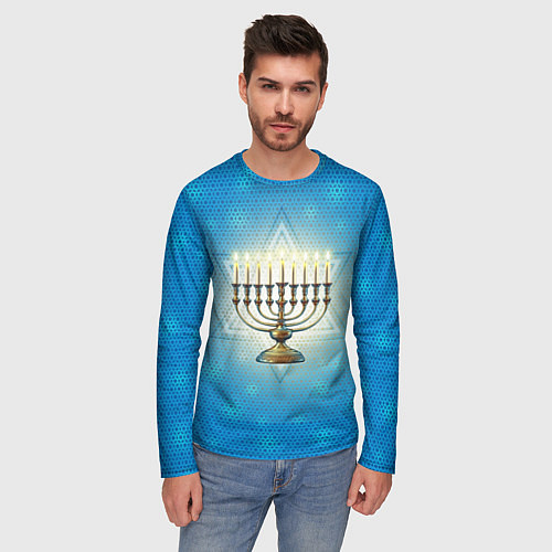 Мужской лонгслив Ханука праздник света / 3D-принт – фото 3