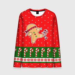 Лонгслив мужской Пряник-ниндзя: новогодний, цвет: 3D-принт