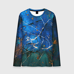 Лонгслив мужской Тёмно-синий туман и краски, цвет: 3D-принт