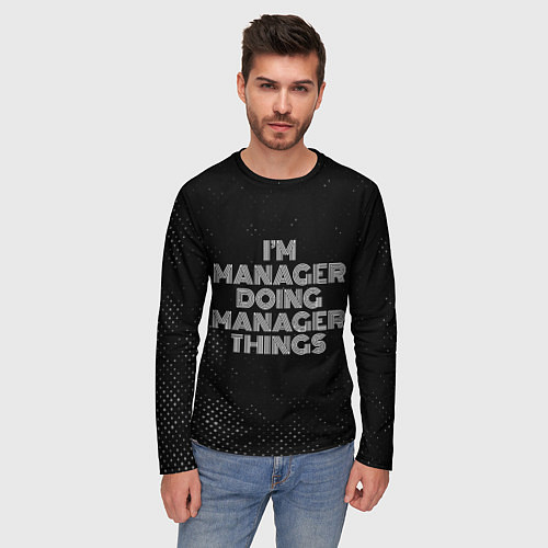 Мужской лонгслив Im manager doing manager things: на темном / 3D-принт – фото 3