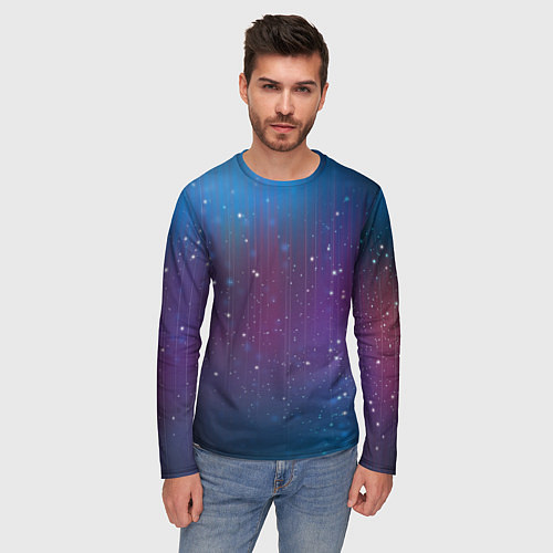 Мужской лонгслив Космический дождь / 3D-принт – фото 3