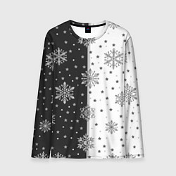 Мужской лонгслив Рождественские снежинки на черно-белом фоне