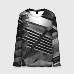 Лонгслив мужской Жёсткий абстрактный серый и тёмно-серый металл, цвет: 3D-принт