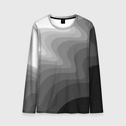 Лонгслив мужской Черно белые волны, цвет: 3D-принт