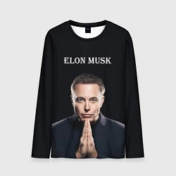Лонгслив мужской Илон Маск, портрет на черном фоне, цвет: 3D-принт