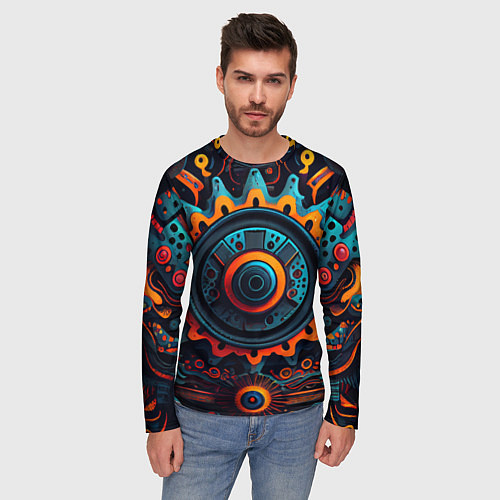 Мужской лонгслив Узор, шестеренка, стимпанк / 3D-принт – фото 3