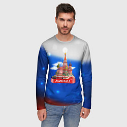 Лонгслив мужской Москва на фоне флага России, цвет: 3D-принт — фото 2