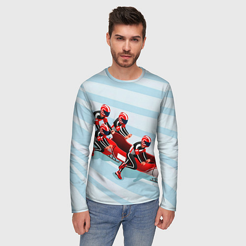 Мужской лонгслив Берем разгон! Бобслей / 3D-принт – фото 3