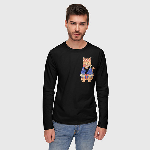 Мужской лонгслив Kimono cat / 3D-принт – фото 3