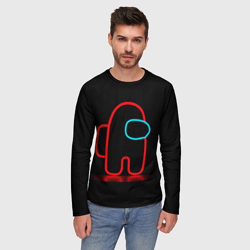 Мужской лонгслив Неоновый красный член экипажа / 3D-принт – фото 3