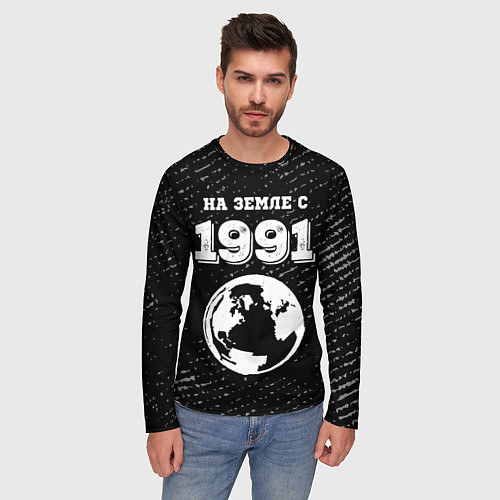 Мужской лонгслив На Земле с 1991: краска на темном / 3D-принт – фото 3