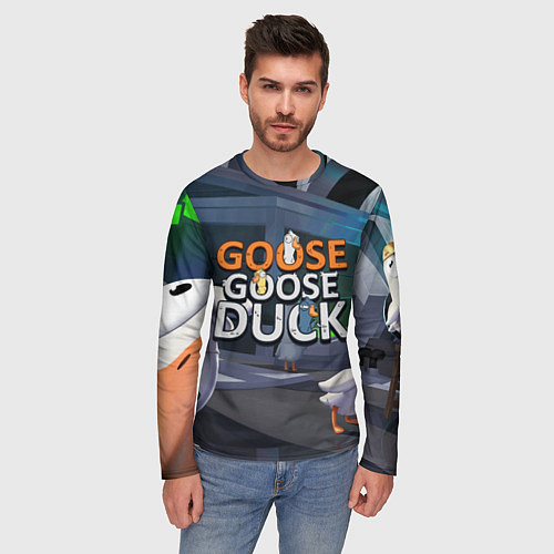 Мужской лонгслив Goose Goose Duck Space / 3D-принт – фото 3