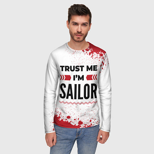 Мужской лонгслив Trust me Im sailor white / 3D-принт – фото 3