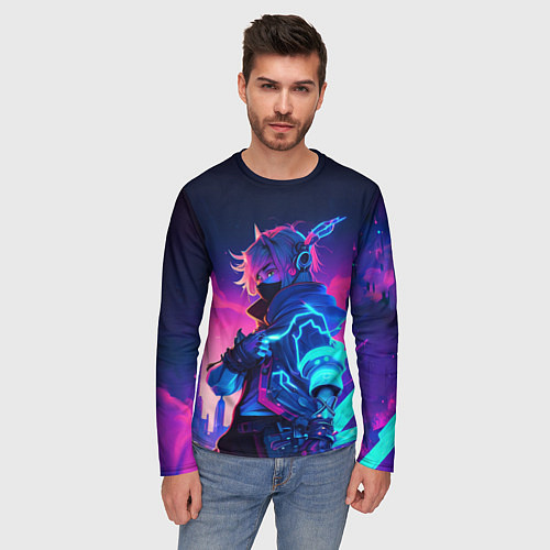 Мужской лонгслив Cyber boy Genshin / 3D-принт – фото 3
