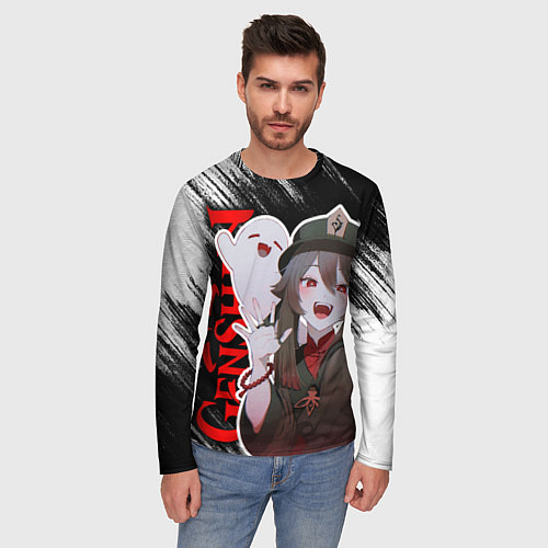 Мужской лонгслив Ху тао и призраки - геншин импакт / 3D-принт – фото 3