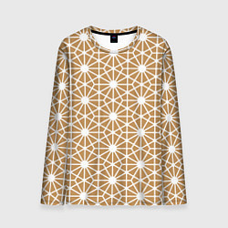 Лонгслив мужской Золотисто-белый узорчатый паттерн, цвет: 3D-принт