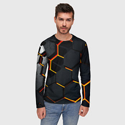 Лонгслив мужской Плиты стиль соты киберпанк, цвет: 3D-принт — фото 2