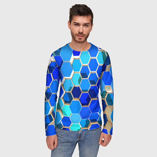 Мужской лонгслив Абстракция неоновая / 3D-принт – фото 3