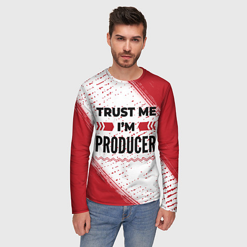 Мужской лонгслив Trust me Im producer white / 3D-принт – фото 3
