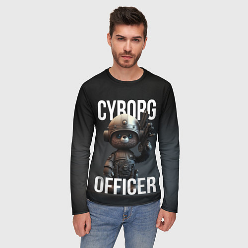 Мужской лонгслив Cyborg officer / 3D-принт – фото 3