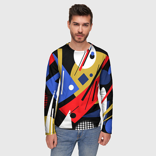 Мужской лонгслив Абстракция в стиле супрематизм / 3D-принт – фото 3