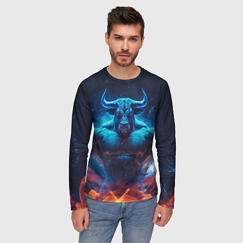 Мужской лонгслив Накаченный бык / 3D-принт – фото 3