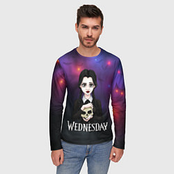 Лонгслив мужской Фан-арт на Уэнсдэй с черепом, цвет: 3D-принт — фото 2