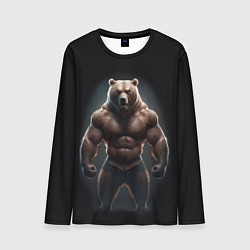 Лонгслив мужской Сильный медведь спортсмен, цвет: 3D-принт