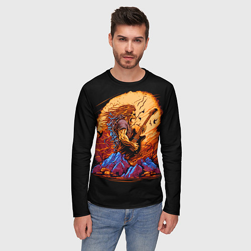 Мужской лонгслив Мощный гитарист / 3D-принт – фото 3