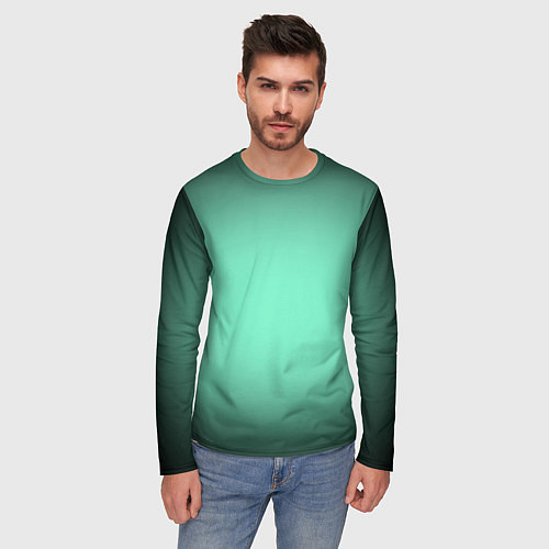 Мужской лонгслив Аквамариновый градиент / 3D-принт – фото 3