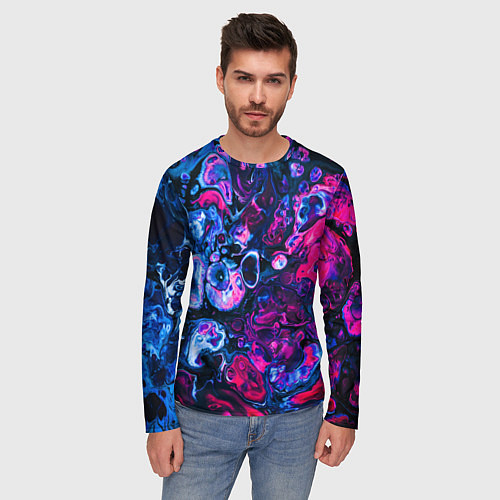 Мужской лонгслив Сине-малиновая горная порода / 3D-принт – фото 3