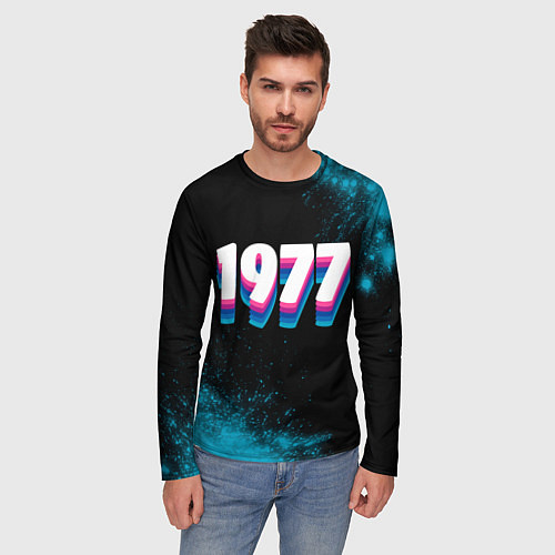 Мужской лонгслив Made in 1977: vintage art / 3D-принт – фото 3