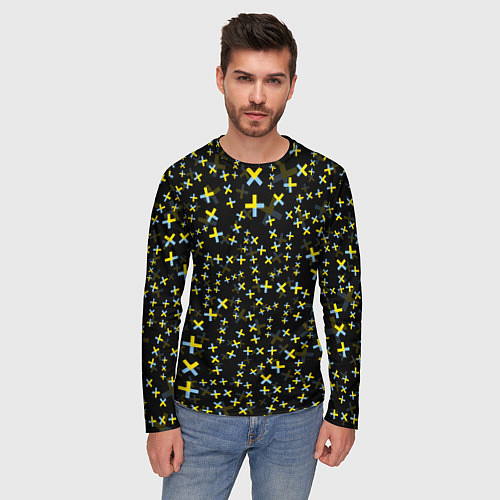Мужской лонгслив TXT pattern logo / 3D-принт – фото 3