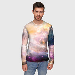 Лонгслив мужской Аморфное абстрактное космическое красочное небо, цвет: 3D-принт — фото 2