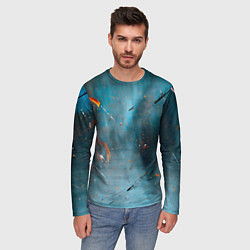 Лонгслив мужской Абстрактный синий туман, силуэты и краски, цвет: 3D-принт — фото 2
