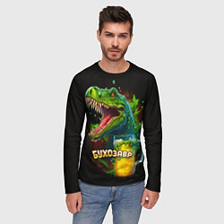 Лонгслив мужской Бухозавр давай пивосилимся, цвет: 3D-принт — фото 2