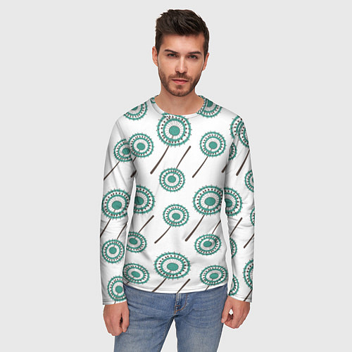 Мужской лонгслив Узор из абстрактных цветов / 3D-принт – фото 3