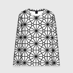 Лонгслив мужской Абстрактный чёрно-белый треугольно-круглый паттерн, цвет: 3D-принт